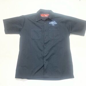 Y2K Orange County Choppers NY Button Up Mechanic Shirt XL Black 2 Front Pockets